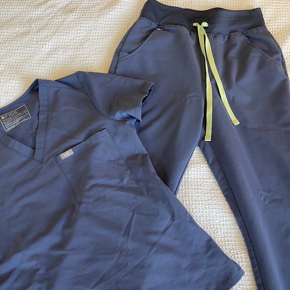 FIGS Matching Set XS Tall: Grey/Blue
